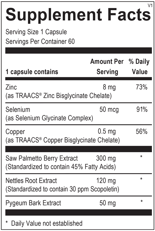 Ortho Molecular Products Prostatrol Forte 60 capsule supplement facts label