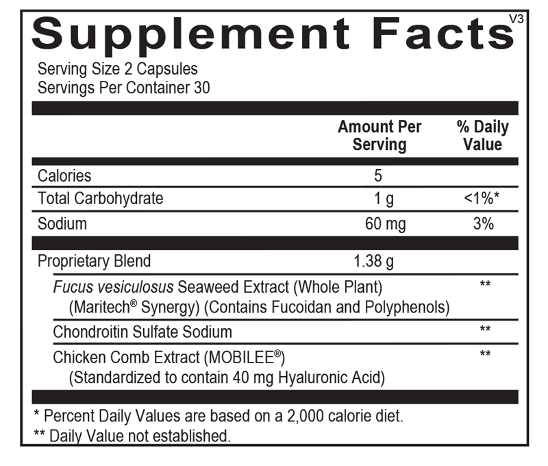 Ortho Molecular Products RegeneVasc 60 capsule supplement facts label