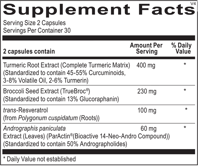 Ortho Molecular Products Resvoxitrol 60 capsule supplement facts label