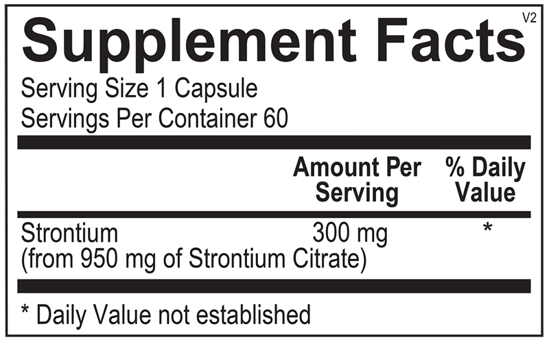Ortho Molecular Products Strontium 60 capsule supplement facts label
