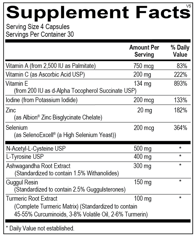Ortho Molecular Products Thyrotain® 120 capsule supplement facts label