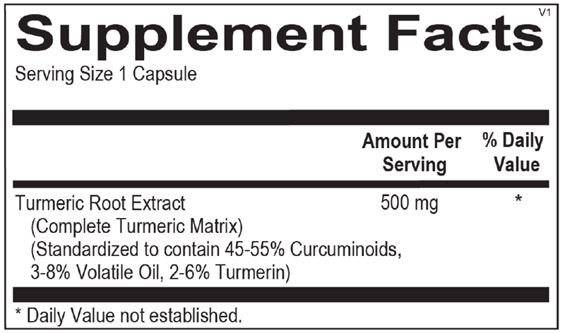 Ortho Molecular Products Turiva® 120 capsule supplement facts label