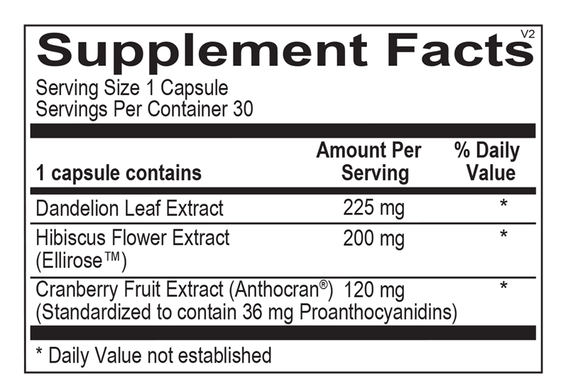 Ortho Molecular Products UT Defense 30 capsule supplement facts label