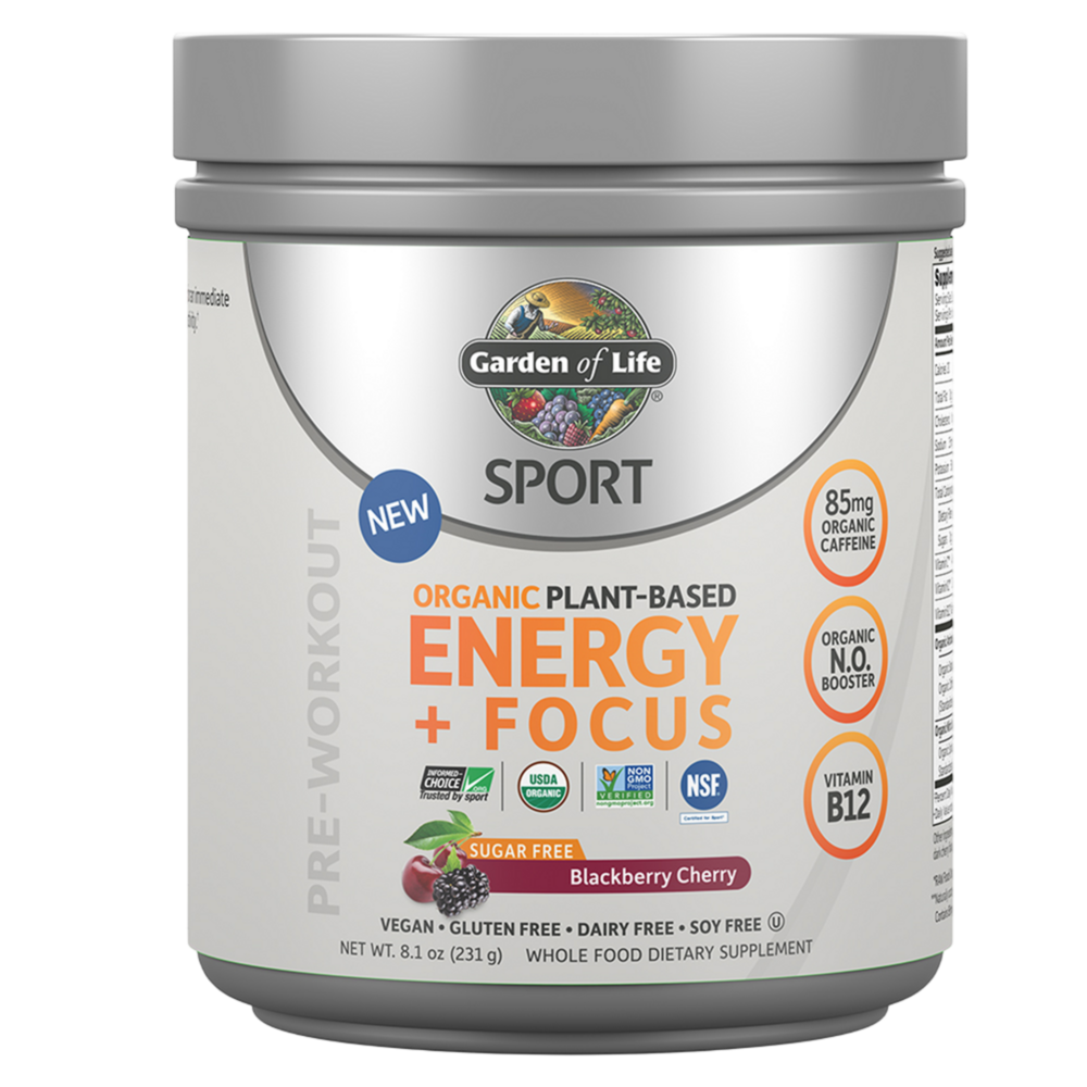 Sport Organic Pre-Workout Energy + Focus Sugar Free Blackberry Cherry
