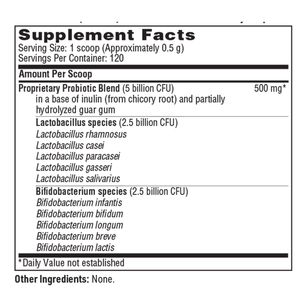 Klaire Labs/SFI Health Ther-Biotic® Baby 69 gram supplement facts label
